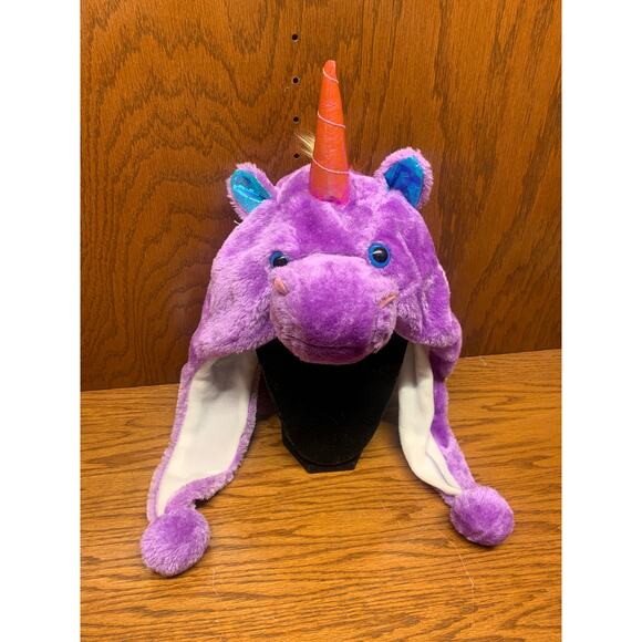 Unicorn Beanie Hat Kids Purple - Picture 1 of 3
